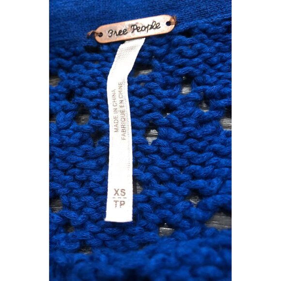 Free People Traveling Lace Sweater XS Blue Long Sleeve Cotton - Picture 2 of 6